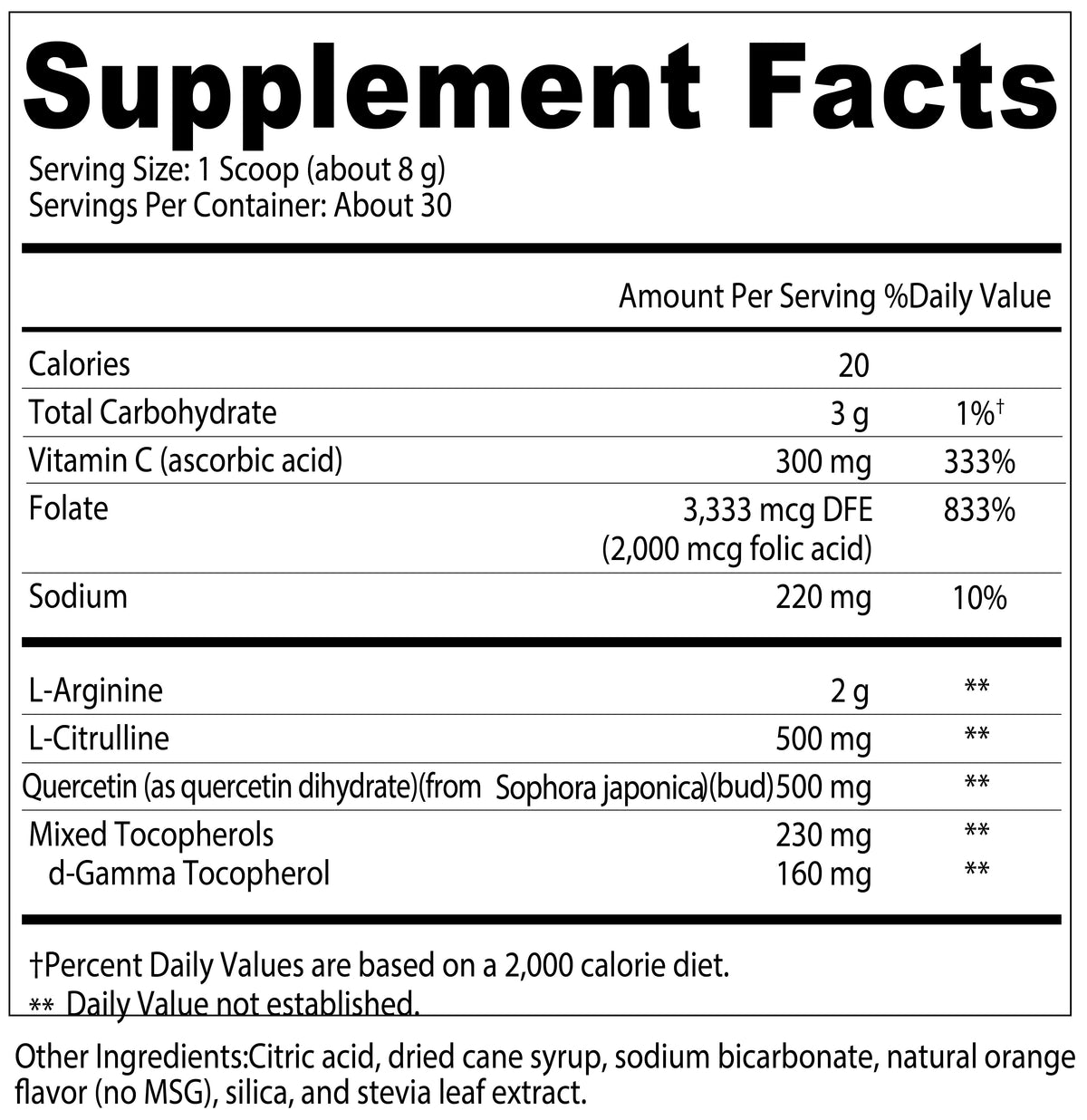 Performance Pre - Effervescent Nitric Oxide Formula
